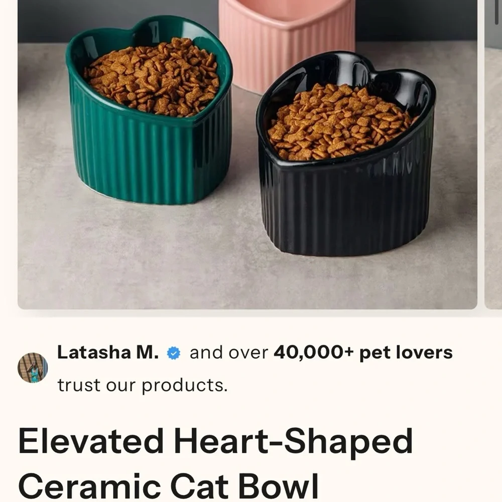 Heart-Shaped Ceramic Pet Bowls
